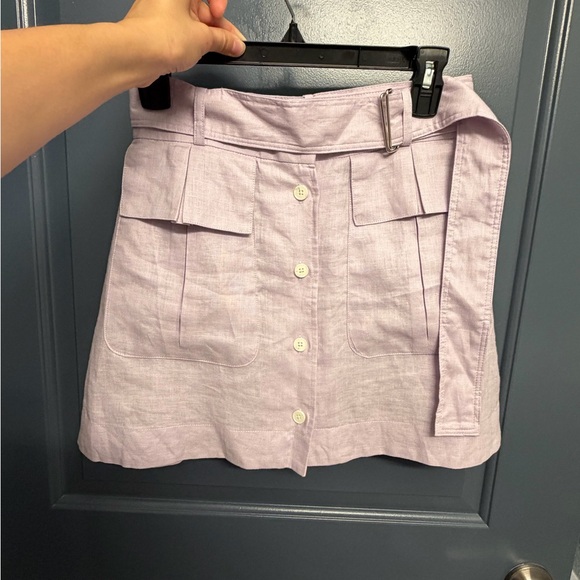 Matthew Bruch Lilac Linen Cargo Skirt - Picture 2 of 6